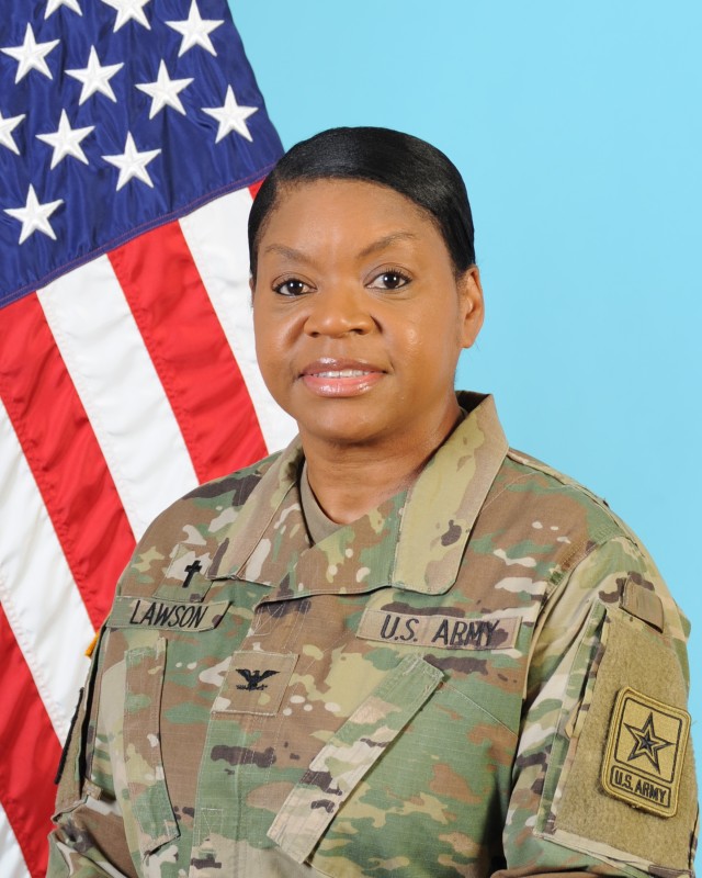Col. Monica Lawson became the Army's first active-duty African-American female chaplain to be promoted to colonel during a ceremony Sept. 2, 2020.