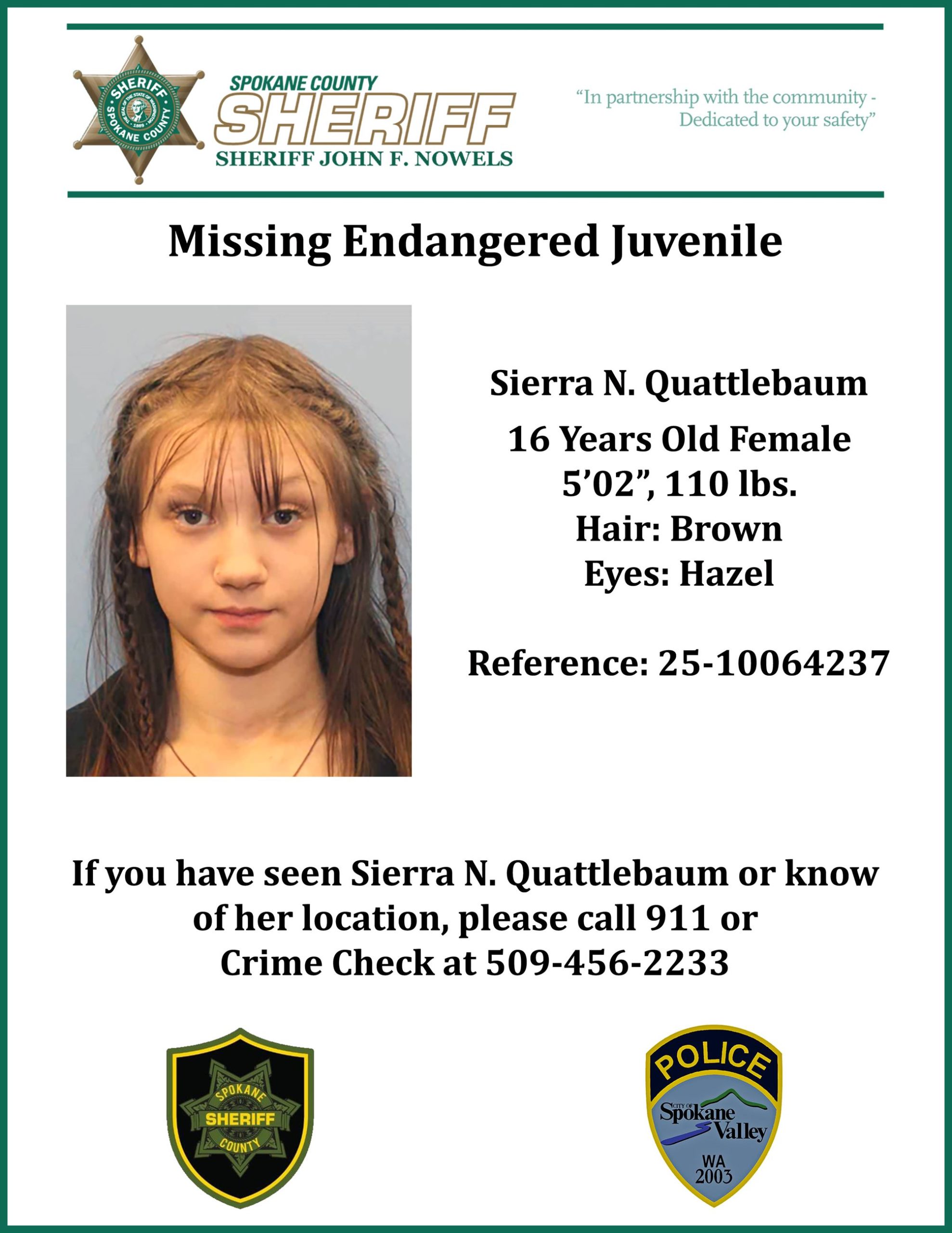 Missing-At-Risk 16-year-old Sierra N. Quattlebaum
