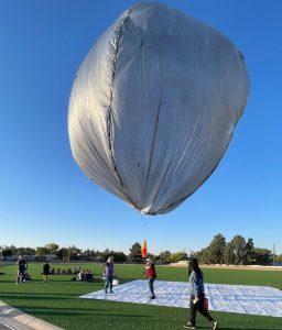 Students from Cleveland M.S. get ready to launch their high-altitude balloon during an event in October 2024. (Photo by Dan Small) Click on the thumbnail for a high-resolution image.
