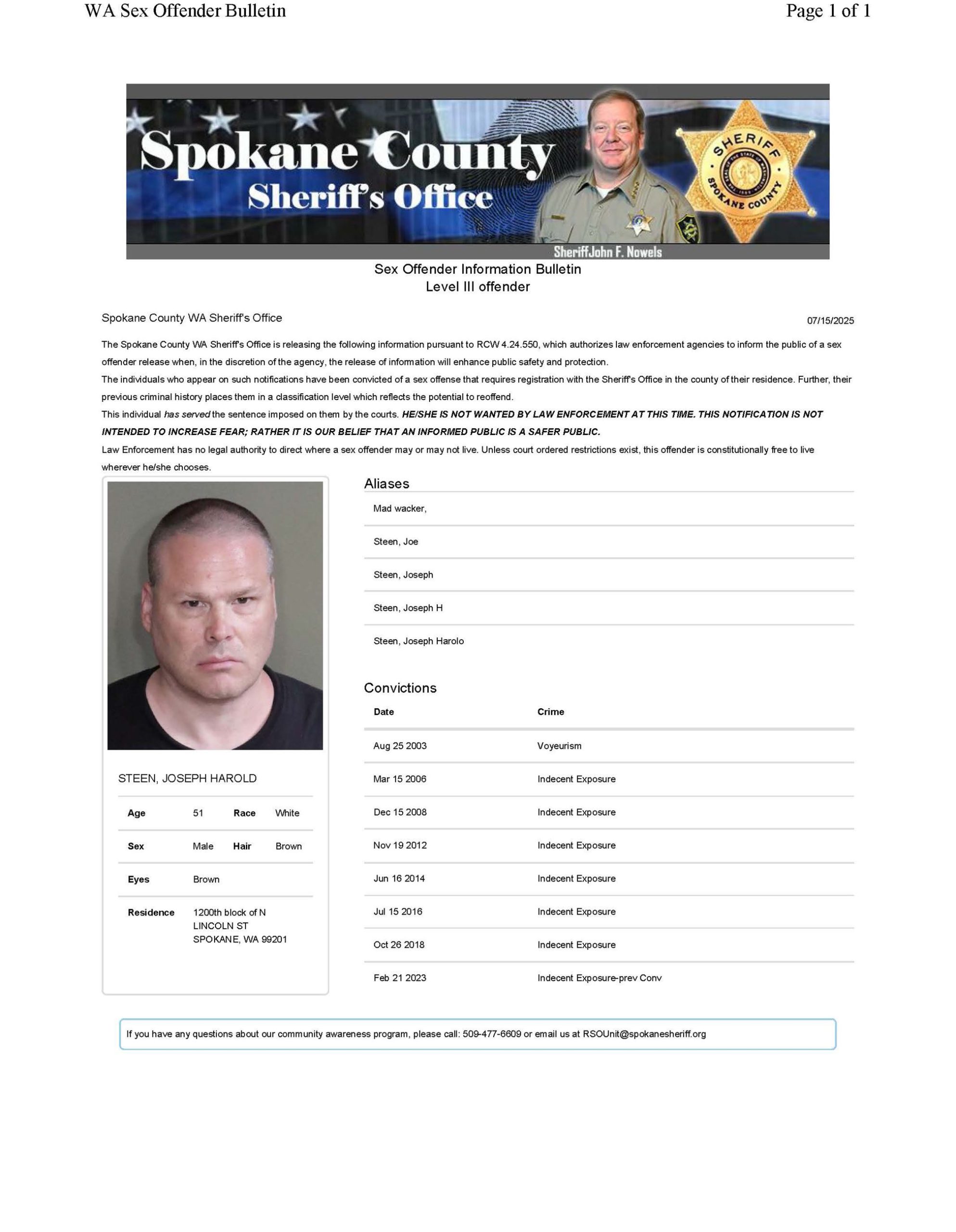 Joseph Harold Steen Flyer