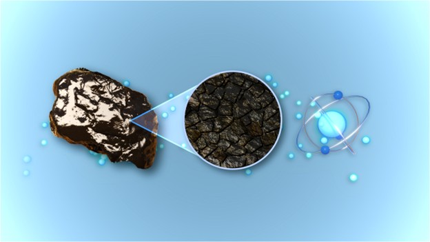A illustration of neutrons to visualize oil flow patterns 